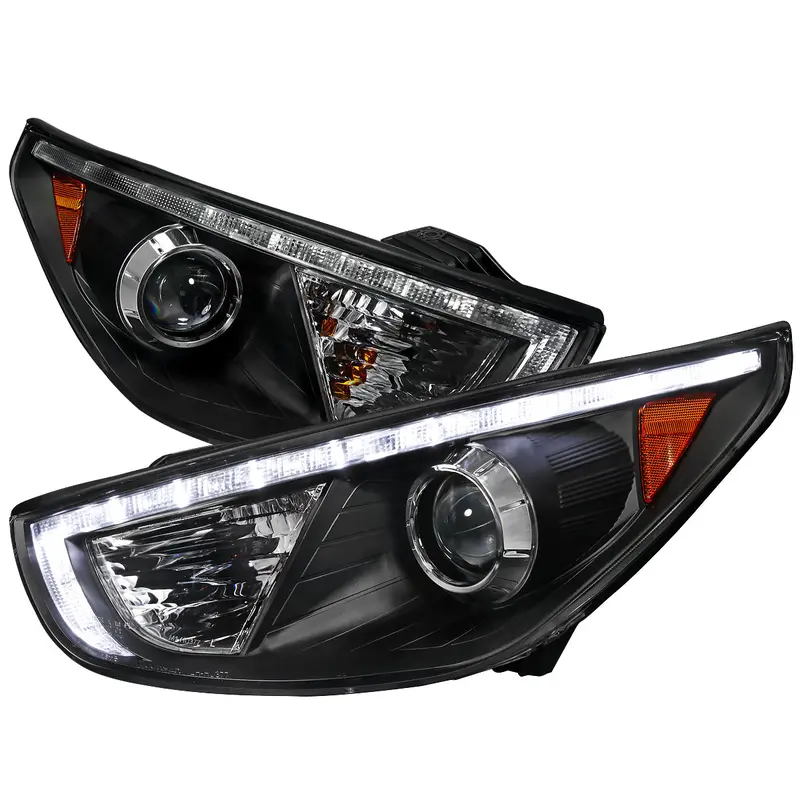 Spec-D 10-13 Hyundai Tucson Projector Headlights Led Strip Black 1