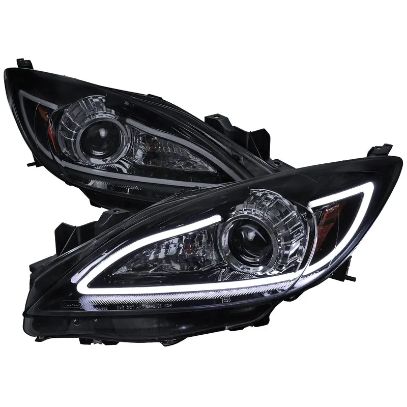 Spec-D 10-13 Mazda 3 Projector Headlights Led Strip Gl Black W/Smoked 1