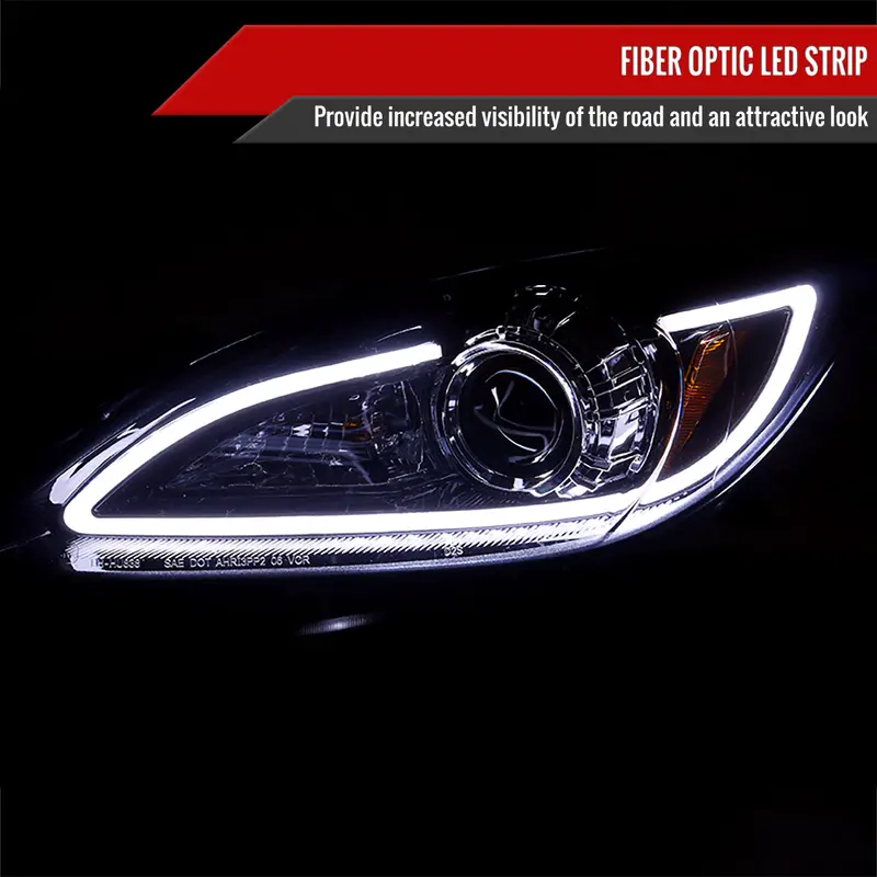 Spec-D 10-13 Mazda 3 Projector Headlights Led Strip Gl Black W/Smoked 2