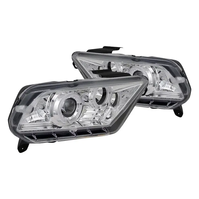 Spec-D 10-14 Ford Mustang Halo Projector Headlights Chrome 1