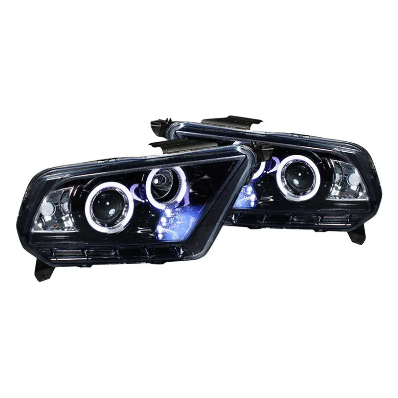 Spec-D 10-14 Ford Mustang Halo Projector Headlights Smoked 1