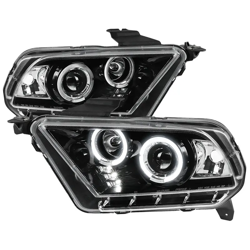 Spec-D 10-14 Ford Mustang Headlights Dual Projector Jet Black/Clear 1