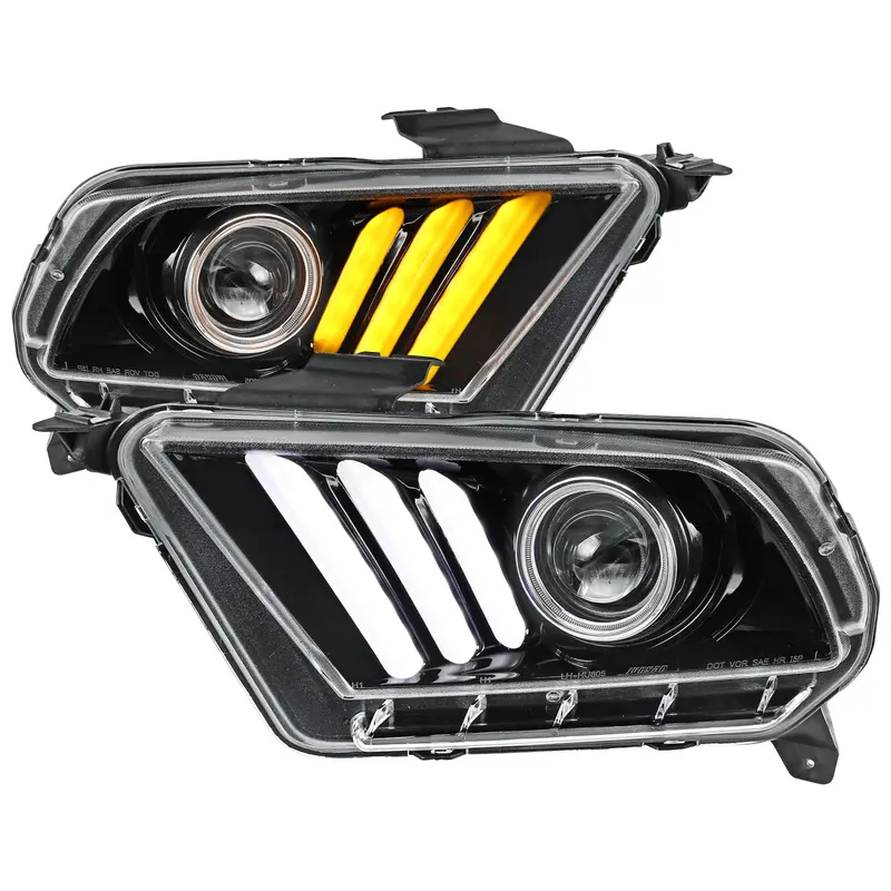 Spec-D 10-14 Ford Mustang Headlights Sequential Turn Signals Black 1