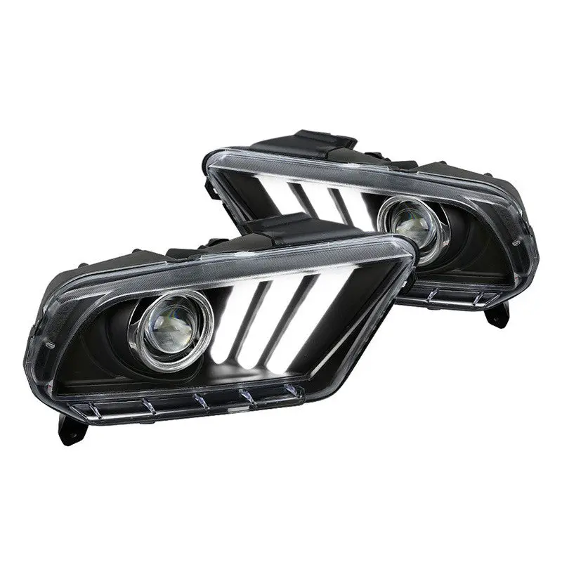 Spec-D 10-14 Ford Mustang Projector Black Seq Led Bar Headlights 1