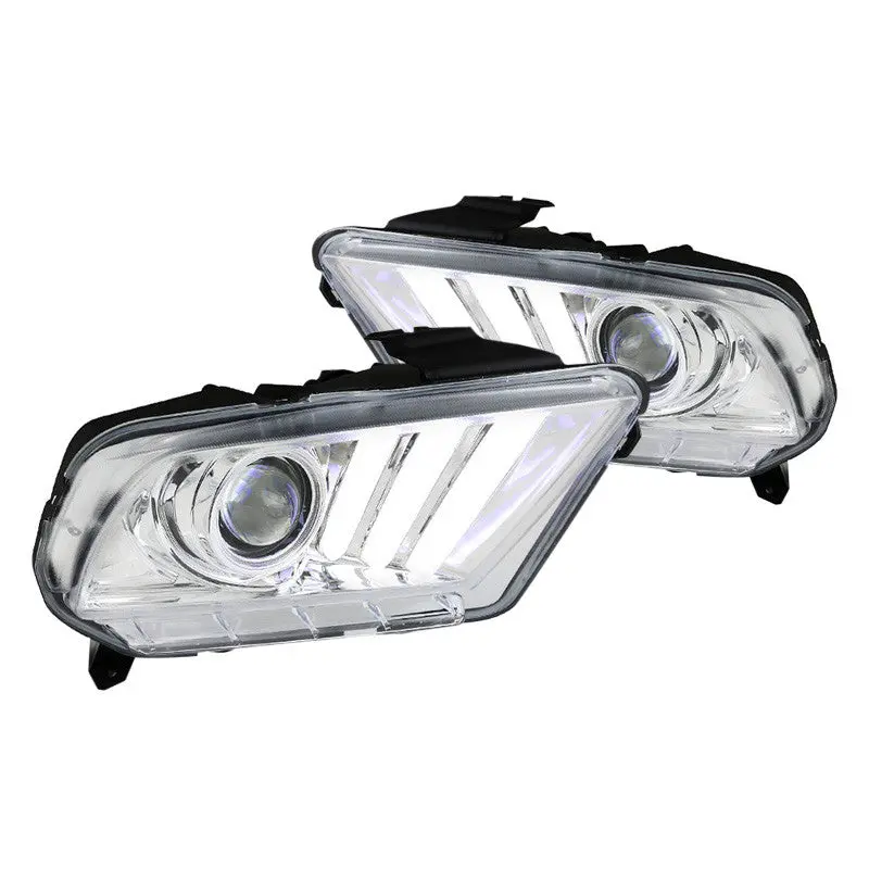 Spec-D 10-14 Ford Mustang Projector Chrome Seq Led Bar Headlights 1