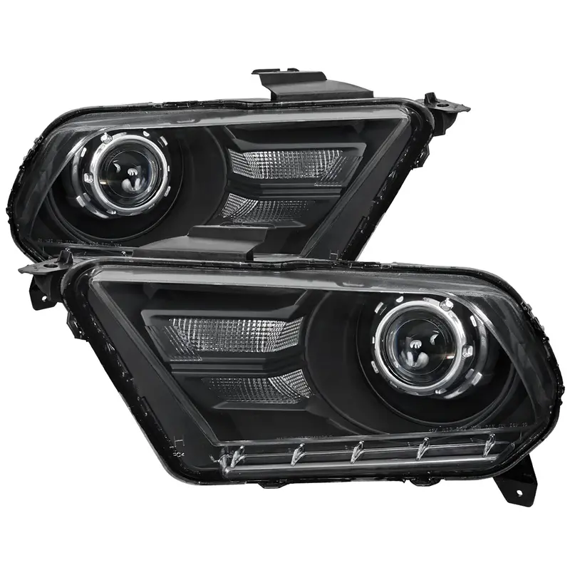 Spec-D 10-14 Ford Mustang Retrofit Style Projector Headlights Black 1