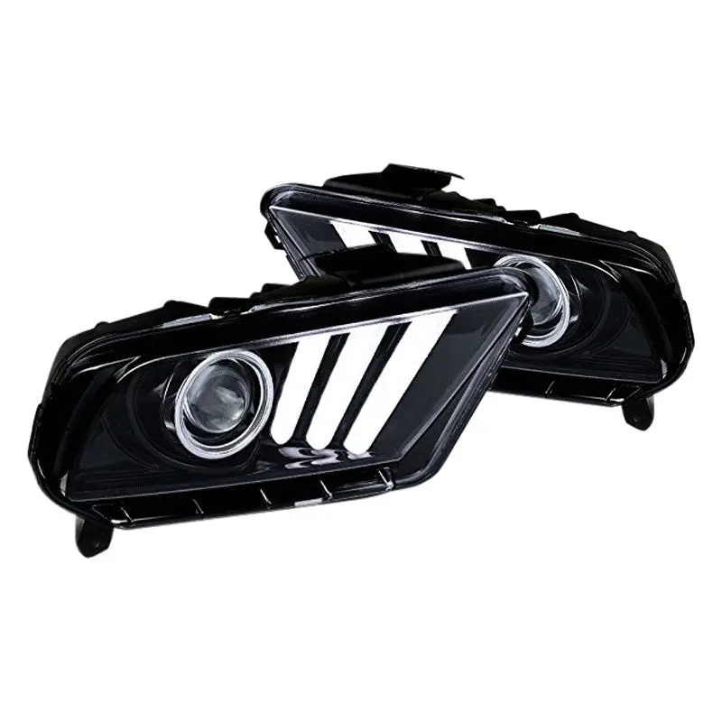 Spec-D 10-14 Ford Mustang Sequential Projector Headlights Black/Smoked 1