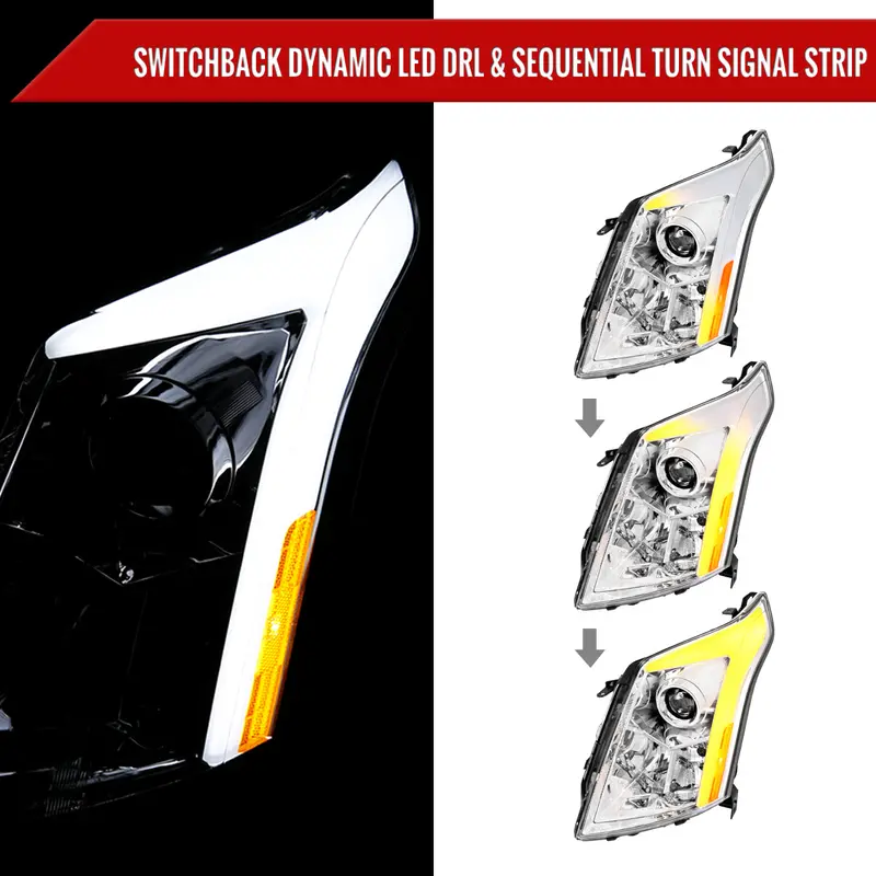 Spec-D 10-16 Cadillac Srx Sequential Led Headlights Chrome 2