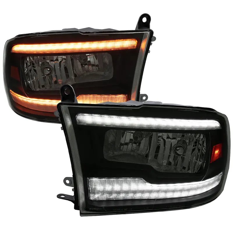 Spec-D 10-18 Dodge Ram/ 19-21 Ram Classic Seq Bar Headlights Black 1
