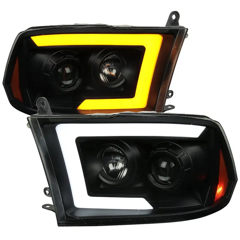 Spec-D 10-18 Dodge Ram/19-21 Ram Classic Seq Pro Headlights Blk/Smoked 1
