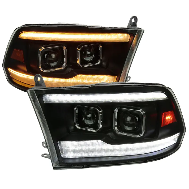 Spec-D 10-18 Ram 1500/2500/3500 Headlights Switchback Sequential Smoked. 1