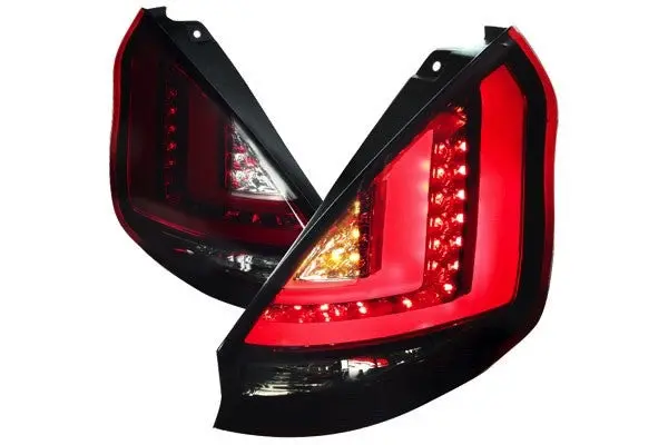 Spec-D 11-13 Ford Fiesta Hatchback Led Tail Lights Chrome/Red Smoked 1
