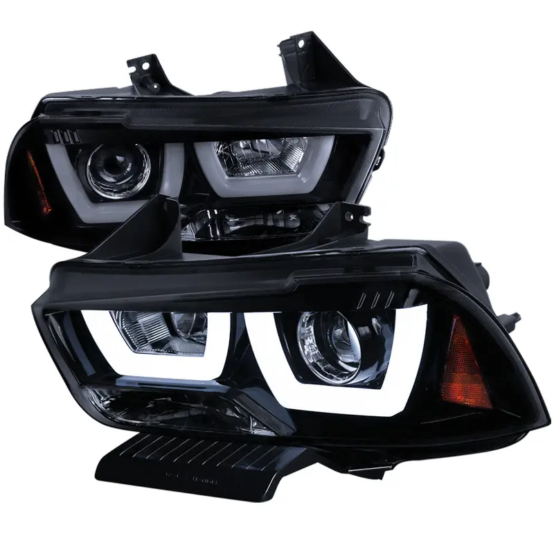 Spec-D 11-14 Charger U-Shape Led Headlights Black/Smoked 1
