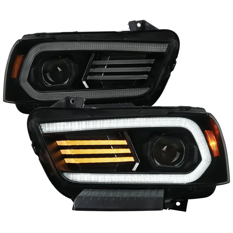 Spec-D 11-14 Dodge Charger Projector Headlight Matte Black/Smoked Lens 1