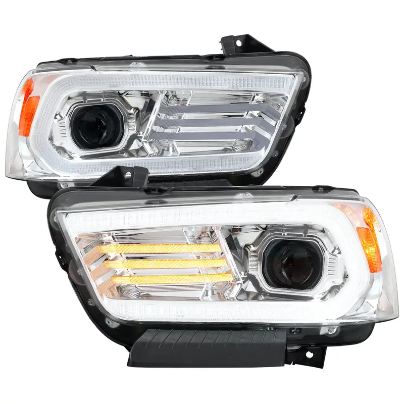 Spec-D 11-14 Dodge Charger Projector Headlights Sequential Chrome 1