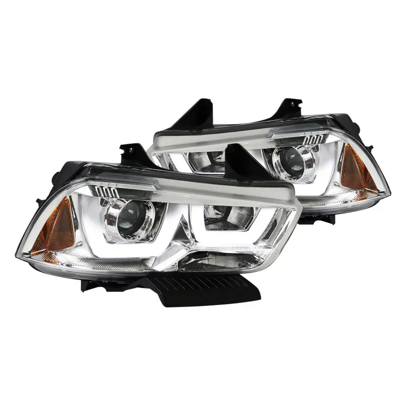 Spec-D 11-14 Dodge Charger U-Bar Projector Headlights Chrome 1