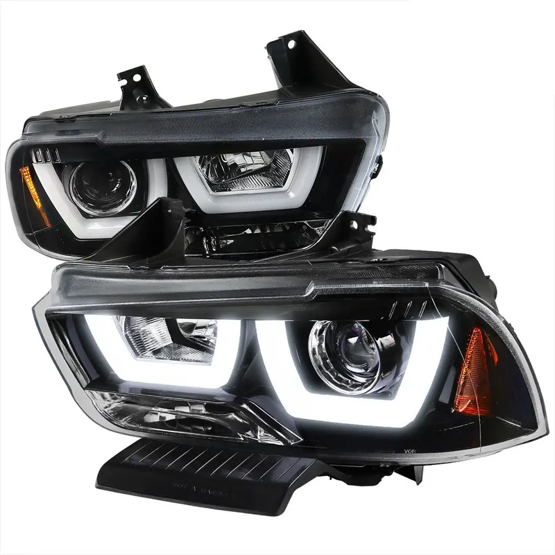 Spec-D 11-14 Dodge Charger U-Shape Led Headlights Black 1