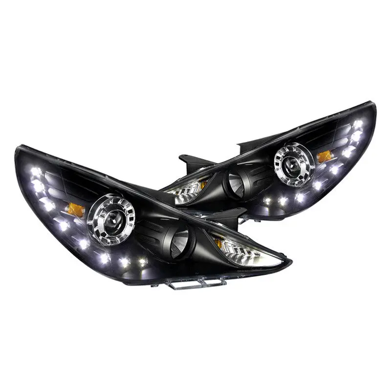 Spec-D 11-14 Hyundai Sonata Led Drl Projector Headlights Black 1