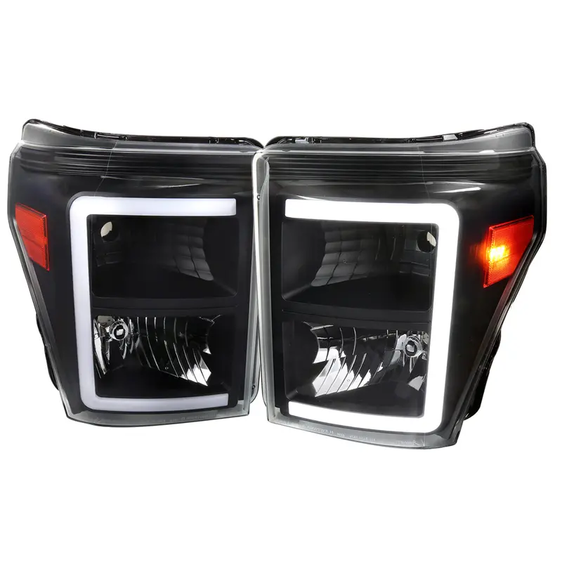 Spec-D 11-16 F250/F350/F450/F550 Super Duty Headlights Black/Clear 1