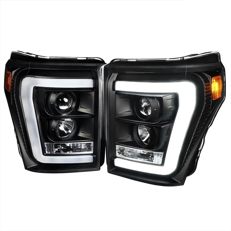 Spec-D 11-16 Ford F250 F350 F450 Led C-Bar Headlights Black 1