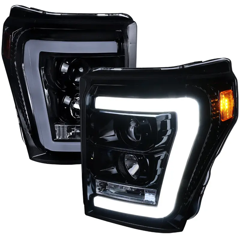 Spec-D 11-16 Ford F250/F350 Halo Projector Headlights Smoked 1