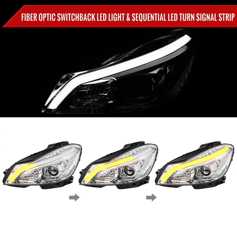 Spec-D 12-14 Mercedes W204 C-Class Headlights Sequential Led Chrome 2
