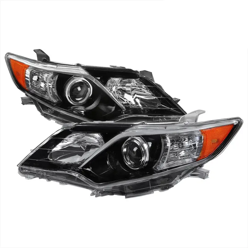 Spec-D 12-14 Toyota Camry Headlights Projector Jet Black/Clear Amber 1