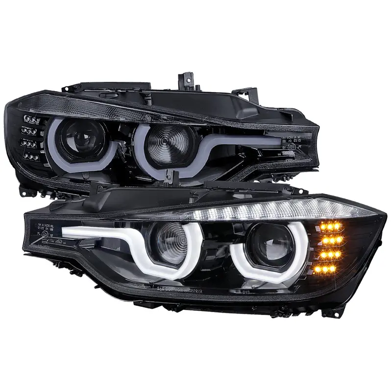 Spec-D 12-15 F30 3-Series 4Dr Dual U-Bar Pro Headlights Chrome/Smoked 1