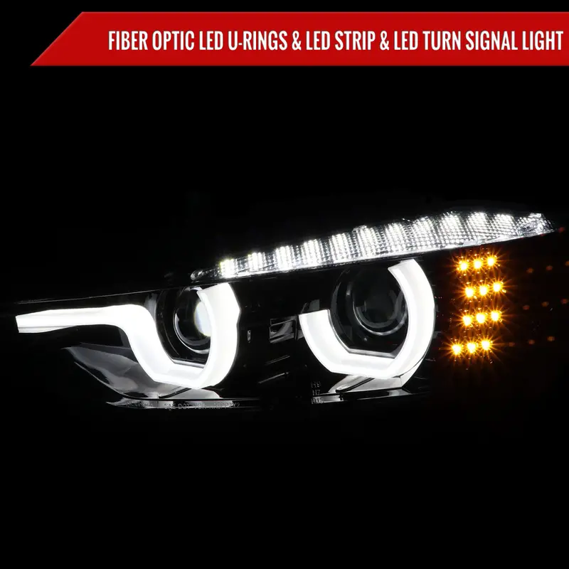 Spec-D 12-15 F30 3-Series 4Dr Dual U-Bar Pro Headlights Chrome/Smoked 2