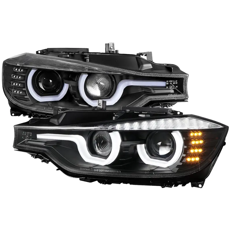 Spec-D 12-15 F30 3-Series 4Dr Dual U-Bar Projector Headlights Black 1
