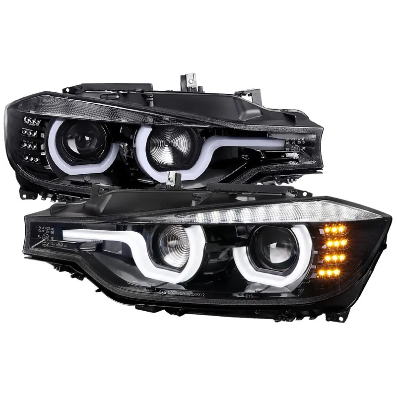 Spec-D 12-15 F30 3-Series 4Dr Dual U-Bar Projector Headlights Black 1