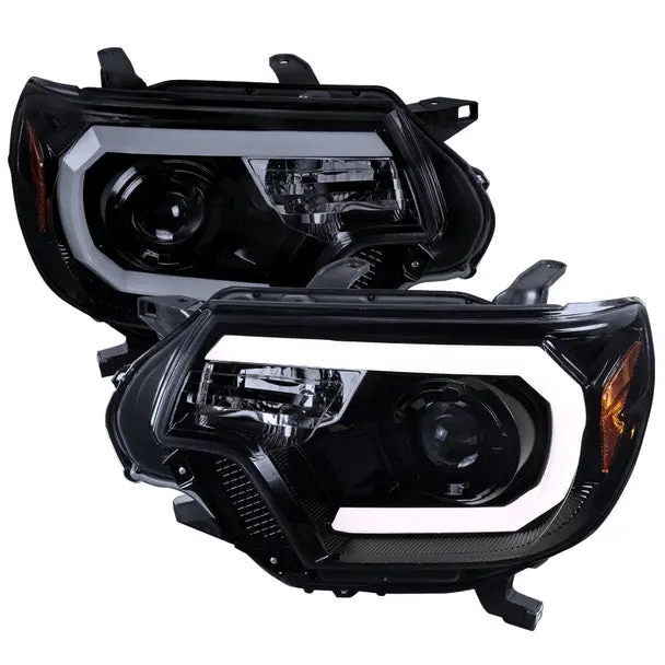 Spec-D 12-15 Tacoma Projector Headlights Led Bar Black Smoked 1