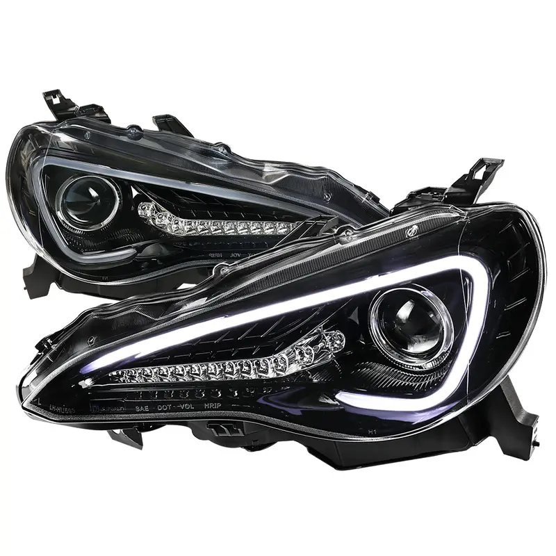 Spec-D 12-17 86 Scion Fr-S Headlights Led Bar Sequential Glossy Black 1