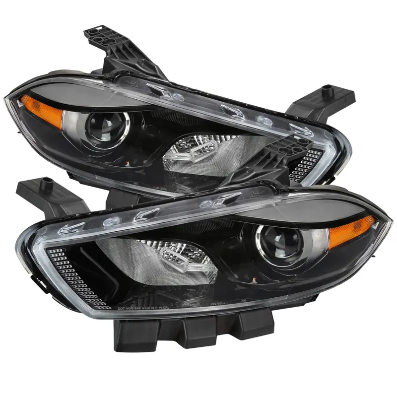 Spec-D 13-16 Dodge Dart Headlights Oem Style High/Low Beam Black 1
