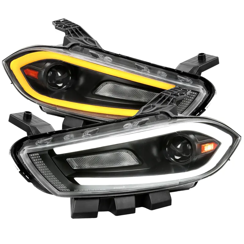 Spec-D 13-16 Dodge Dart Headlights Seq Animated Led Bar Black 1