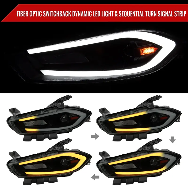 Spec-D 13-16 Dodge Dart Headlights Sequential Led Black/Smoked 2