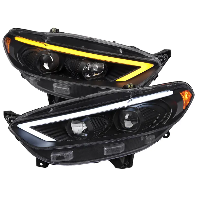 Spec-D 13-16 Ford Fusion Headlights Sequential Led Bar Black/Clear 1