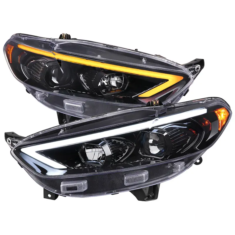 Spec-D 13-16 Ford Fusion Headlights Switchback Sequential Jet Black 1