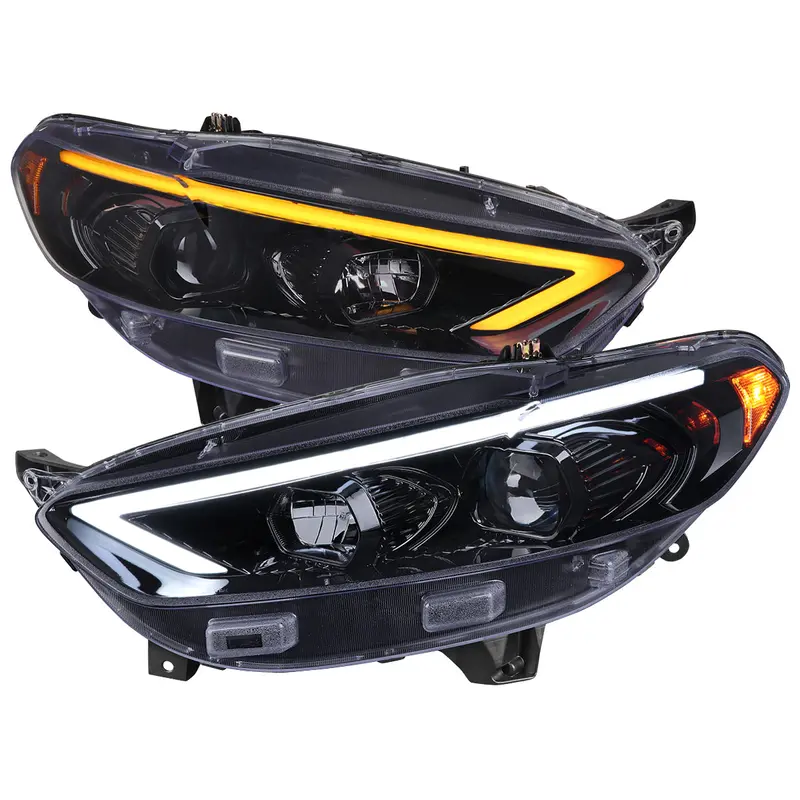 Spec-D 13-16 Ford Fusion Seq Projector Headlights Gl Black W/Smoked 1