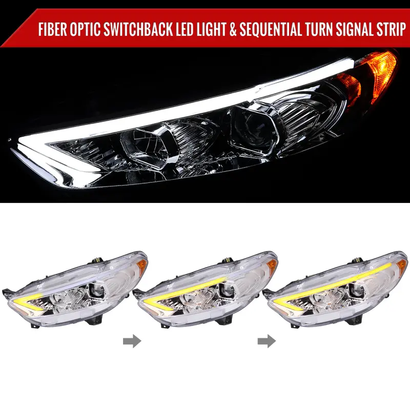 Spec-D 13-16 Ford Fusion Switchback Seq Projector Headlights Chrome 2