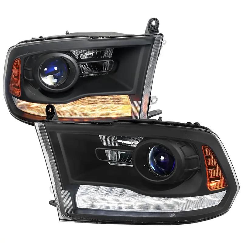 Spec-D 13-18 Ram 1500 2500 3500 Seq Bar Projector Headlights Black 1