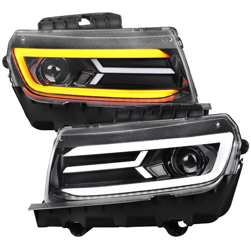 Spec-D 14-15 Chevy Camaro Sequential Headlights Jet Black 1