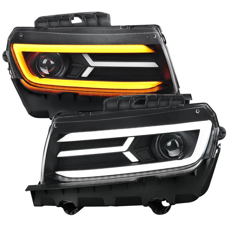 Spec-D 14-15 Chevy Camaro Sequential Headlights Matte Black 1