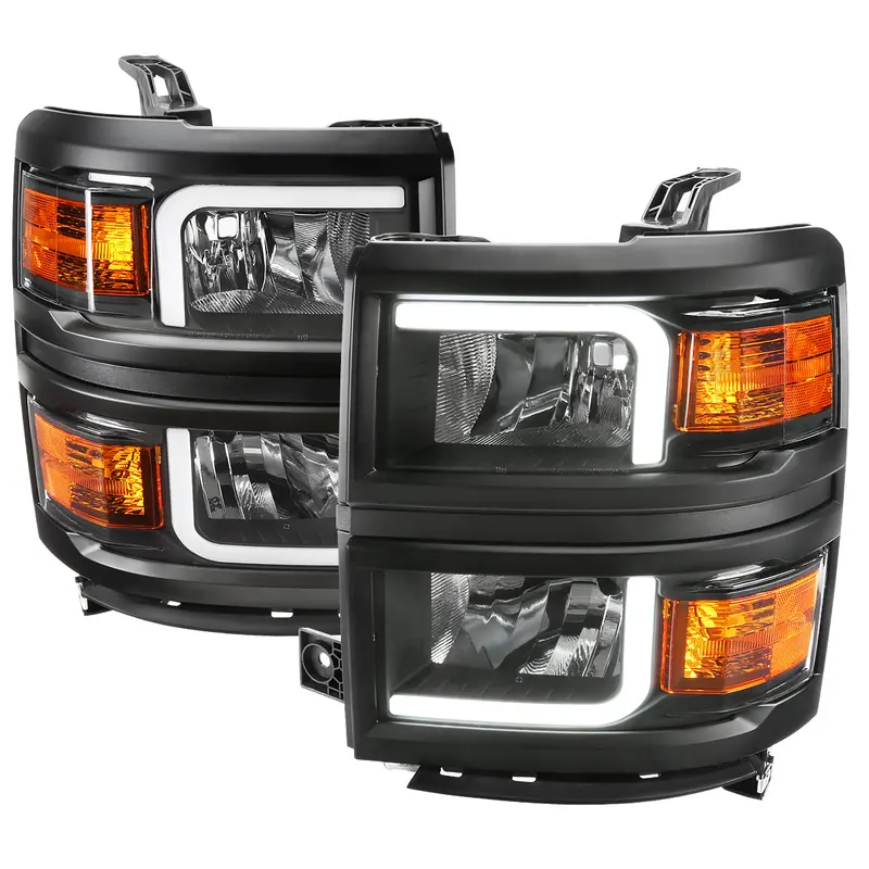 Spec-D 14-15 Chevy Silverado 1500 Bar Oe Style Headlights Black 1