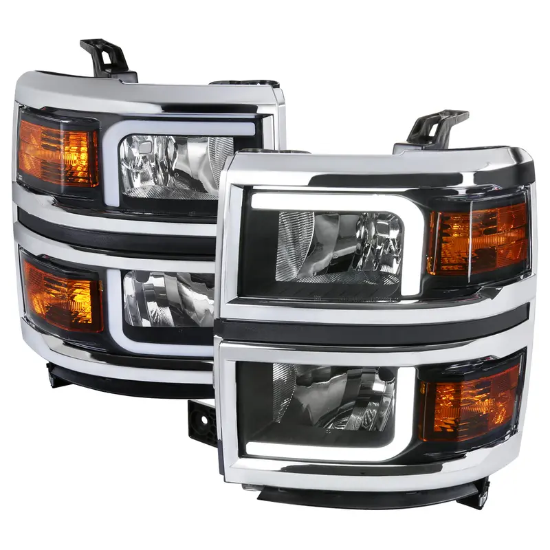 Spec-D 14-15 Chevy Silverado 1500 Led Bar Oe Style Headlights Black 1