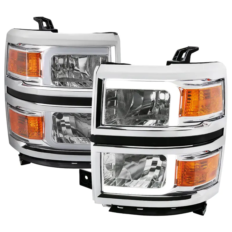 Spec-D 14-15 Chevy Silverado 1500 Led Bar Oe Style Headlights Chrome 1
