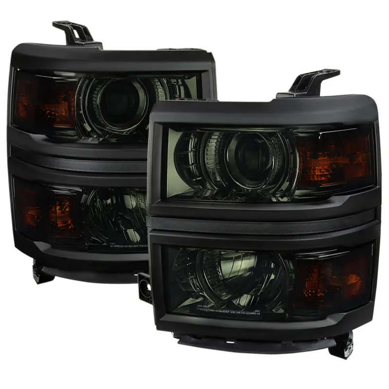 Spec-D 14-15 Chevy Silverado Projector Headlights Black/Smoked 1