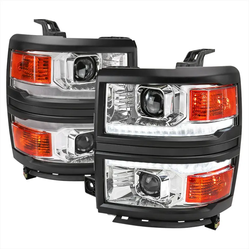 Spec-D 14-15 Silverado 1500 Pro Headlights Seq Led Black 1