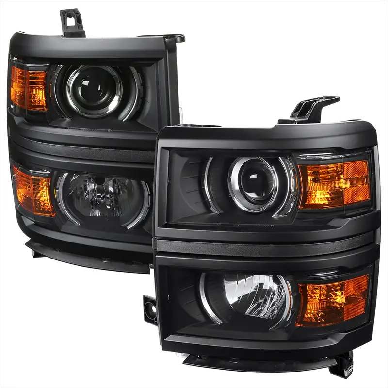 Spec-D 14-15 Silverado 1500 Projector Headlights Black/Clear 1