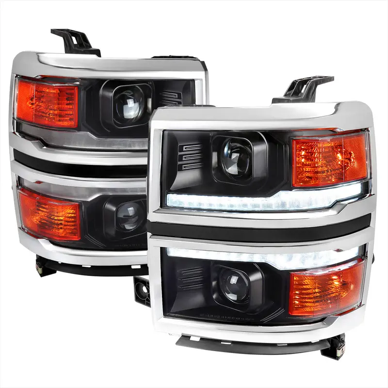 Spec-D 14-15 Silverado 1500 Projector Headlights Sequential Chrome 1